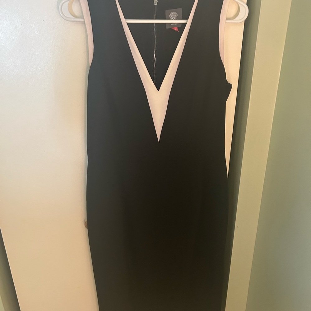 Vince Camuto Black and White Sheath Cocktail Dress